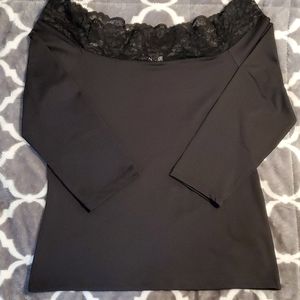 Black Lace Off the Shoulder Top